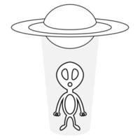 Alien and UFO for coloring book vector