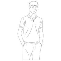 Cartoon character for coloring book. A man is standing and posing vector