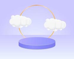 3D podium with cloud realistic vector concept isolated