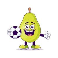 Cute pear playing soccer cartoon vector design