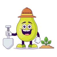 Cute gardener pear cartoon vector illustration design