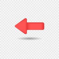 3D left arrow icon realistic vector concept isolated