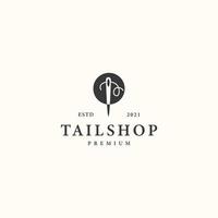 tailshop icono signo símbolo hipster vintage logo diseño vector