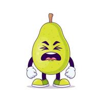 Cute pear cartoon showing disgust expression vector