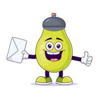 Cute postman pear cartoon vector illustration design