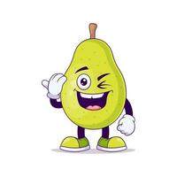 Cute pear cartoon showing salute expression vector