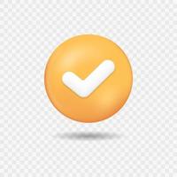 3D check button icon realistic vector concept isolated