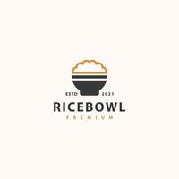 Rice bowl icon sign symbol hipster vintage logo design vector