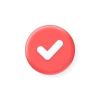 3D check button icon realistic vector concept isolated