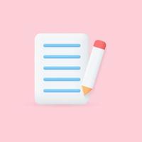 3D write icon realistic vector concept isolated