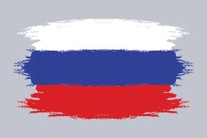 Brush painted flag Russia isolated on gray background. vector