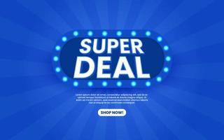 Super deal banner promotion template with blue background.  Vector illustration.