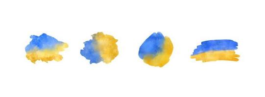 Ukraine flag and brush stroke in watercolor style. Decorative elements for Ukraine peace concept. Vector illustration