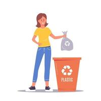 Woman sorting the garbage vector