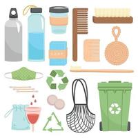 Zero Waste recycle and reusable products vector