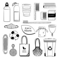 black Zero Waste recycle and reusable products vector