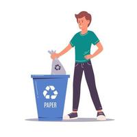 Man sorting the garbage vector