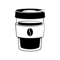 Reusable coffee cup vector outline black icon