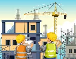 Building construction site background vector