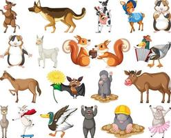 Set of animal cartoon character vector