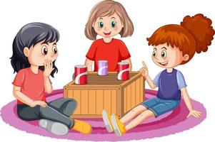 Children drinking soda onwhite backgroung vector