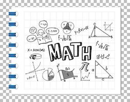 Doodle math formula with Mathematics font on notebook vector