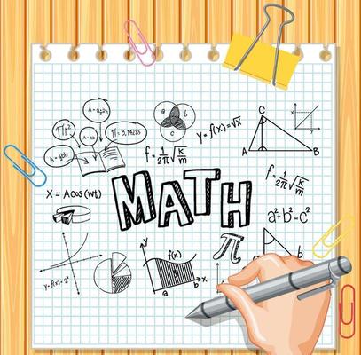 Hand writing math formula on wood board