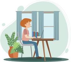 Work at home concept in flat design vector