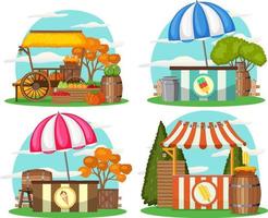 Flea market concept with set of different stores vector