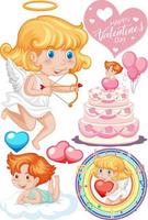 Valentine theme with cupid and cake vector