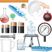 Different science equipments on white background vector