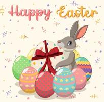 Happy Easter design with bunny and eggs vector