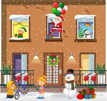 Apartment windows with neighbors cartoon character vector