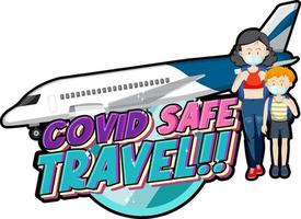 Covid Safe Travel hand drawn lettering logo vector
