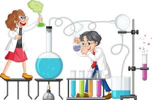 Scientist doing science experiment in the lab vector