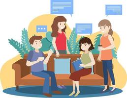 People spending time in the living room vector