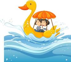 A water splash with duck boat on white background vector