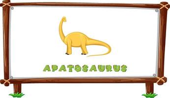 Frame template with dinosaurs and text apatosaurus design inside vector