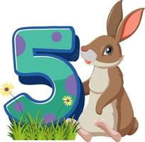 Rabbit holding the number character isolated on white background vector