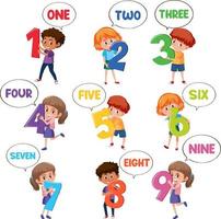 Set of number 0 to 9 for kids vector