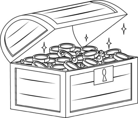 Treasure box black and white doodle character