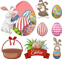 Easter theme with bunny and eggs vector