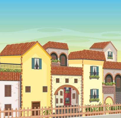 Italy town style house and building landscape