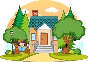 A simple house in nature background vector