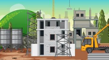 Building construction site scene vector