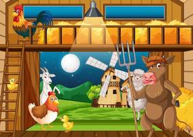 Farm scene with many animals vector