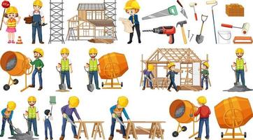 Set of construction site objects vector