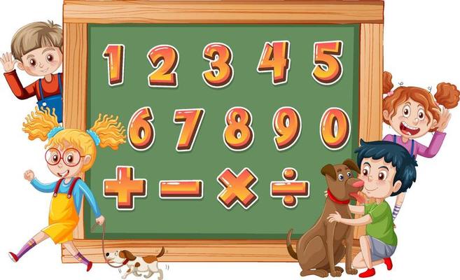 Counting number 0 to 9 and math symbols 7100967 Vector Art at Vecteezy