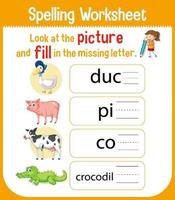 Worksheet design for spelling words vector