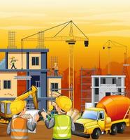 Building construction site background vector